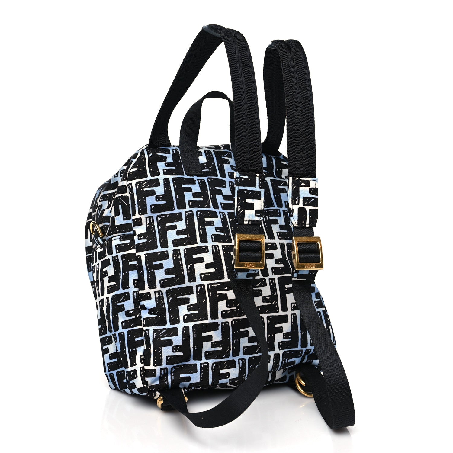 Fendi X JOSHUA VIDES Nylon FF Cloudy Pocket Backpack White Celeste Black 3 of 9