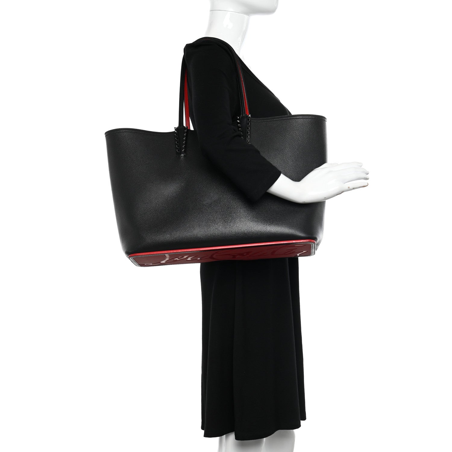 Christian Louboutin Calfskin Spikes East West Cabata Tote Black 2 of 19