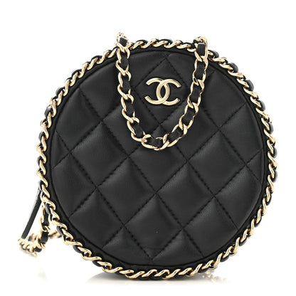 Chanel Lambskin Quilted Chain Around CC Round Clutch With Chain Black 1 of 10