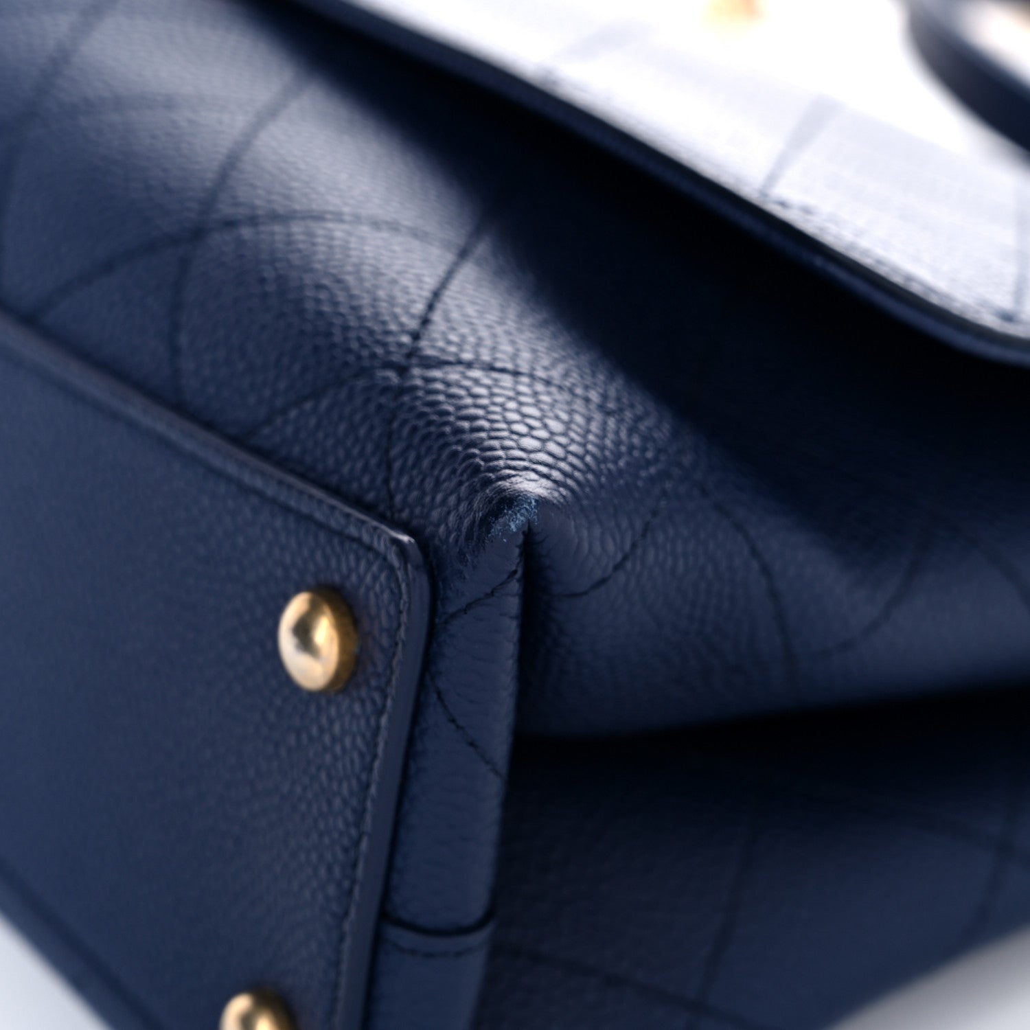 Chanel Caviar Diamond Stitched Top Handle Flap Navy 8 of 11