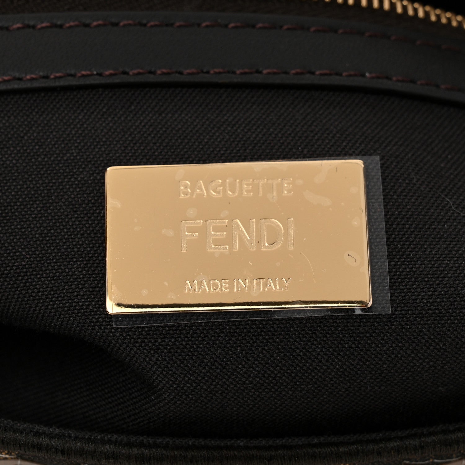 Fendi Fabric Jacquard Paillettes Vitello Seta FF 1974 Baguette Testa di Moro Real Ebano 6 of 11