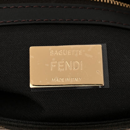 Fendi Fabric Jacquard Paillettes Vitello Seta FF 1974 Baguette Testa di Moro Real Ebano 6 of 11