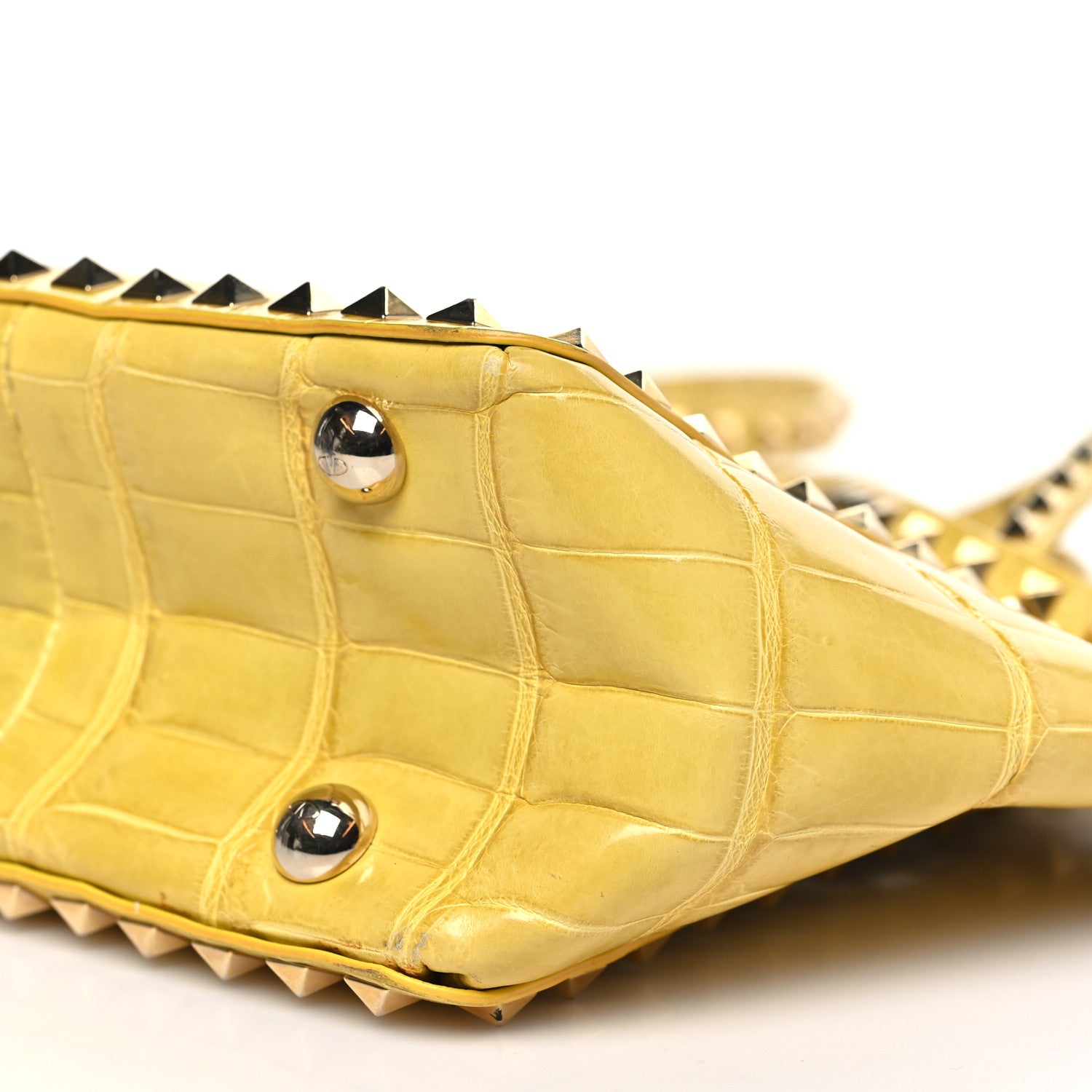 Valentino Garavani Crocodile Small Rockstud Tote Jonquill 9 of 13