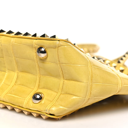 Valentino Garavani Crocodile Small Rockstud Tote Jonquill 9 of 13