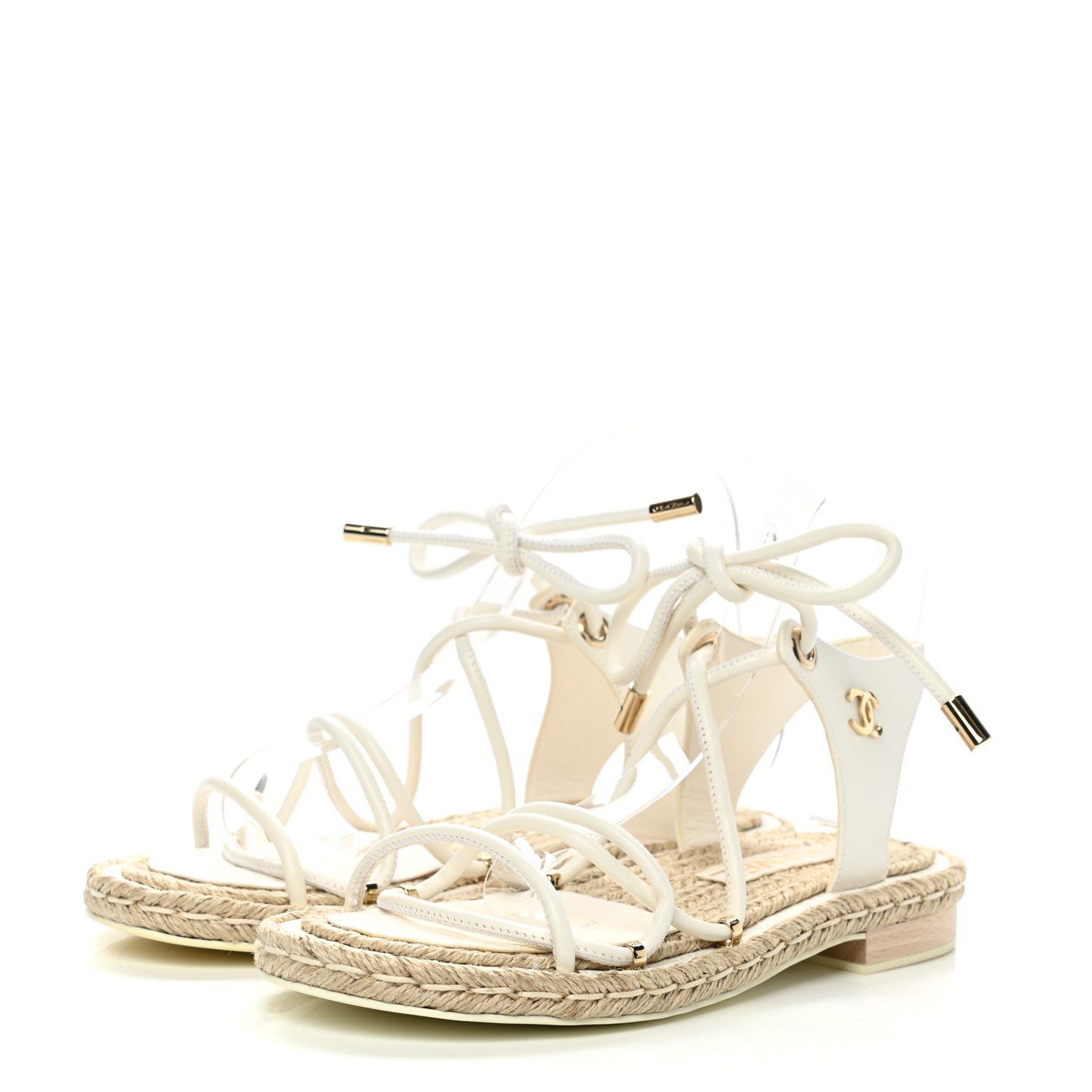 Lambskin Espadrille Sandals 36 White