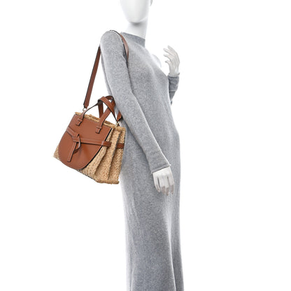 Loewe Raffia Calfskin Small Gate Tote Tan Naturel 2 of 9