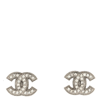 Chanel Crystal Timeless CC Earrings Silver 1 of 8