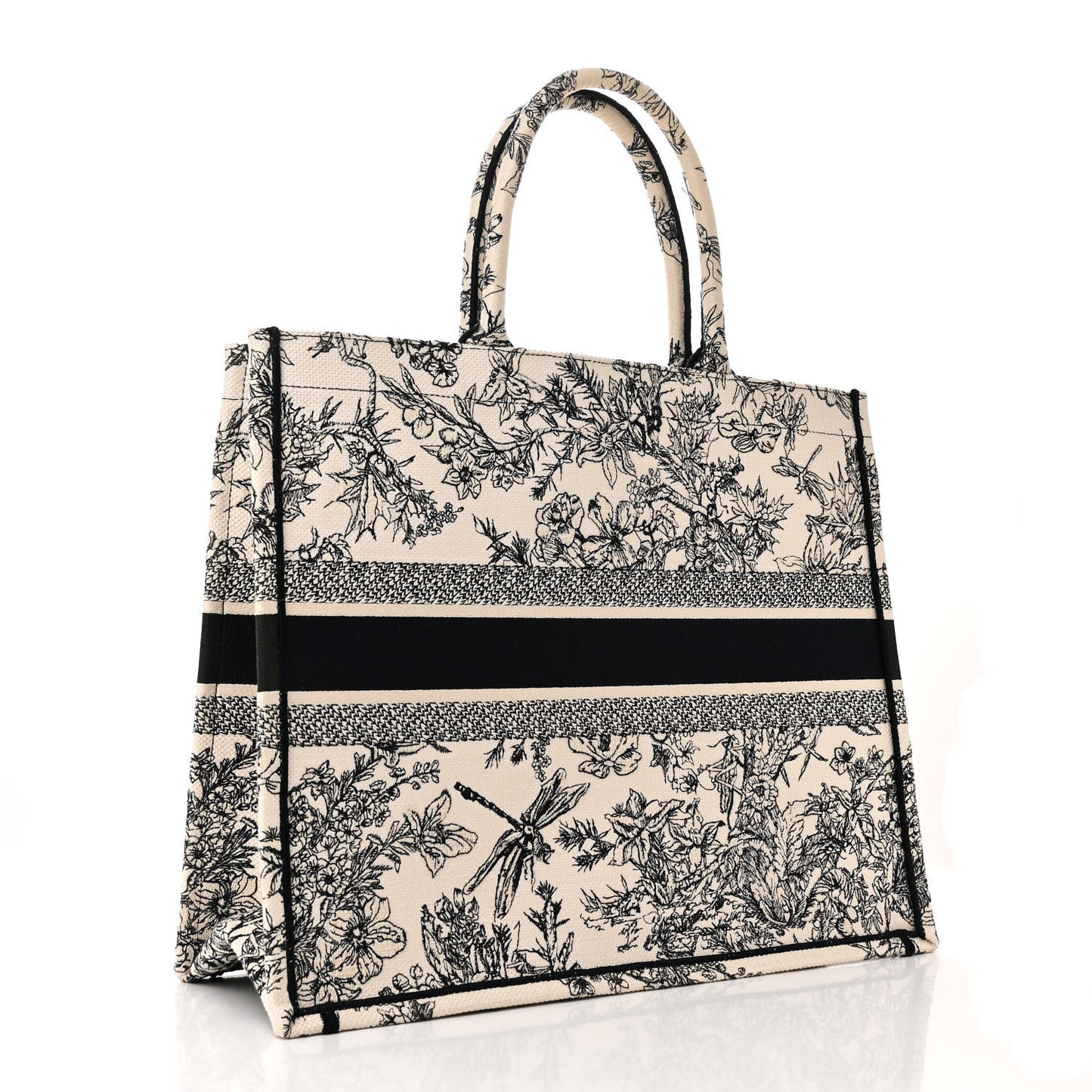 Canvas Embroidered Large Book Tote Latte