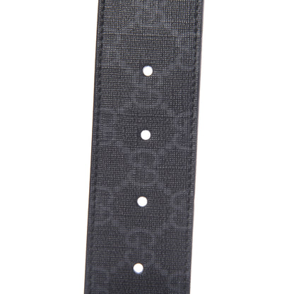 Gucci GG Supreme Monogram Selleria Calfskin Interlocking G 40mm Belt 90 36 Black Grey 4 of 6