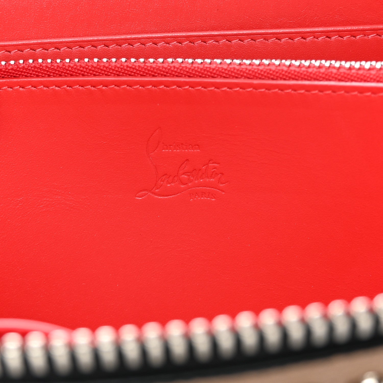 Christian Louboutin Calfskin Panettone Spiked Zip Around Wallet Dune 6 of 9