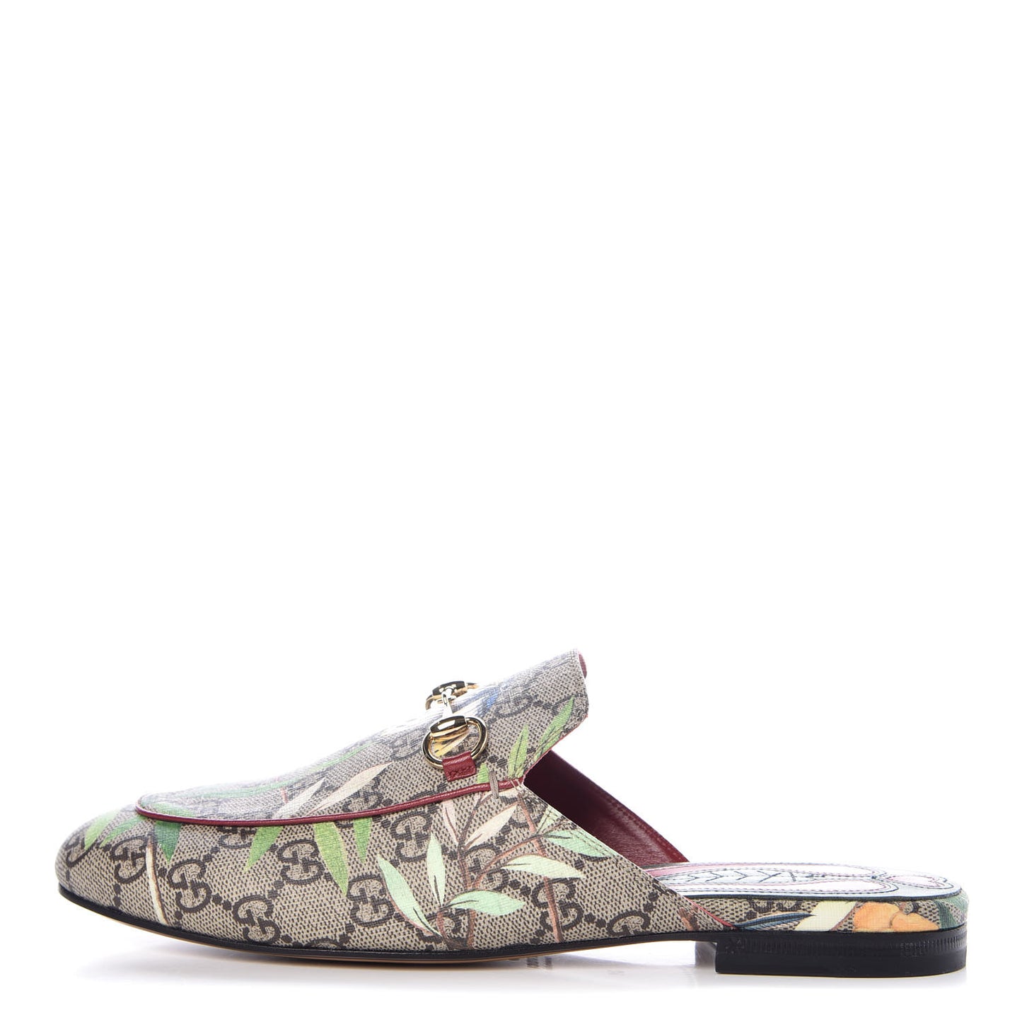 GG Supreme Monogram Tian Womens Princetown Slippers 38 Beige Ebony Multicolor