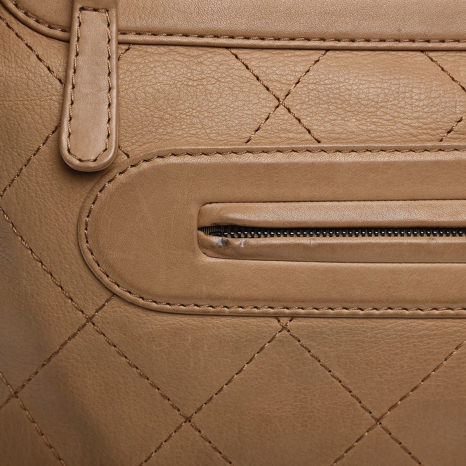 Chanel Calfskin Stitched Double Zip Hobo Beige 11 of 17