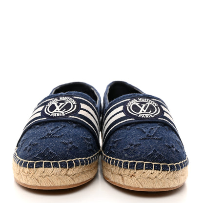 Louis Vuitton LOUIS VUITTON Denim Starboard Espadrille Flats 38.5 Blue 2 of 9