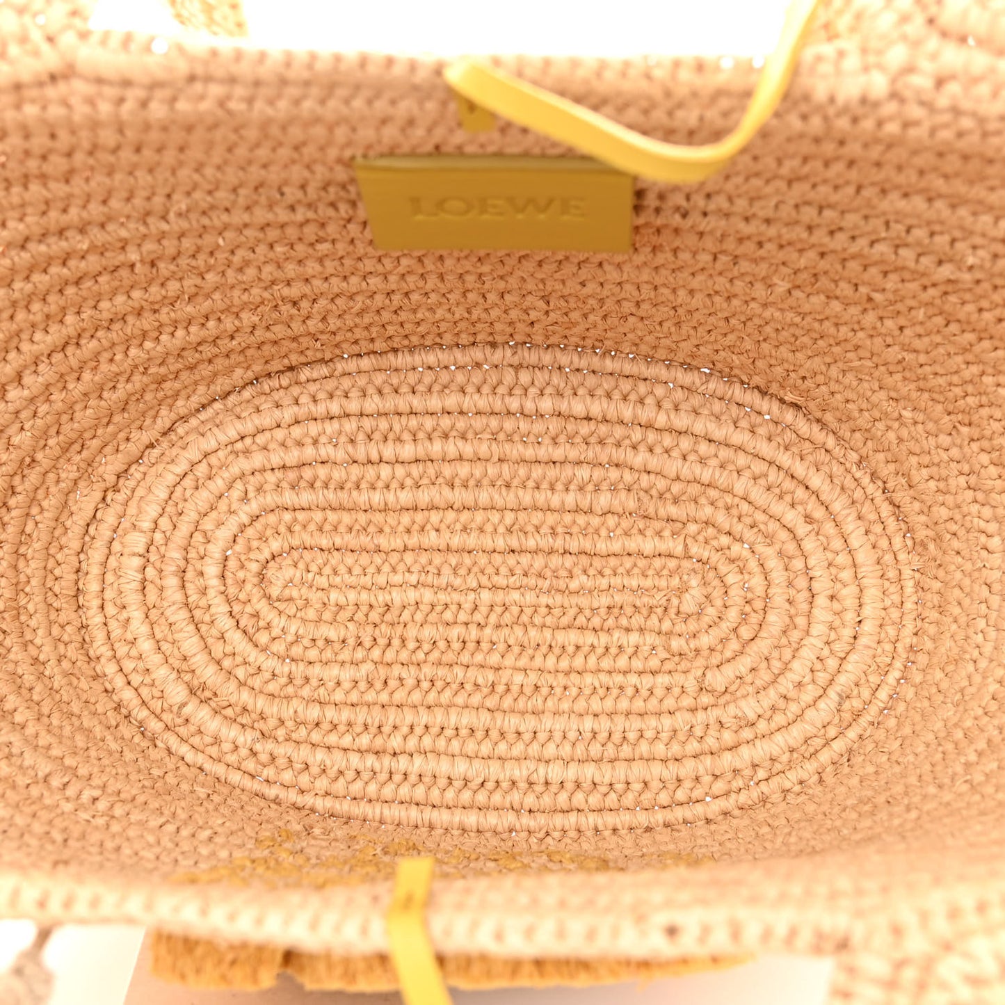 Raffia Calfskin Small Bunny Basket Tote Bag Natural