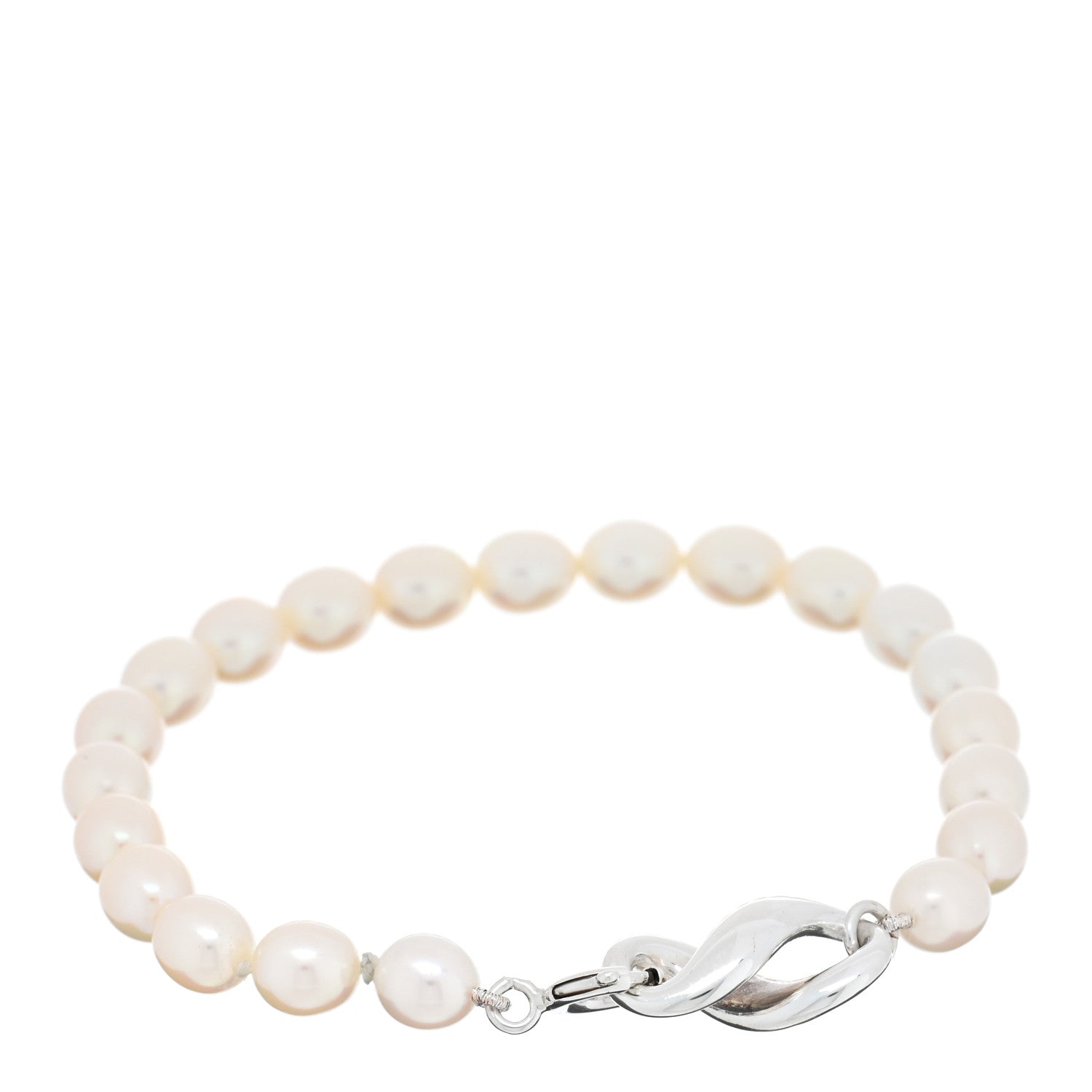 Tiffany Sterling Silver Pearl Figure 8 Bracelet 1 of 3