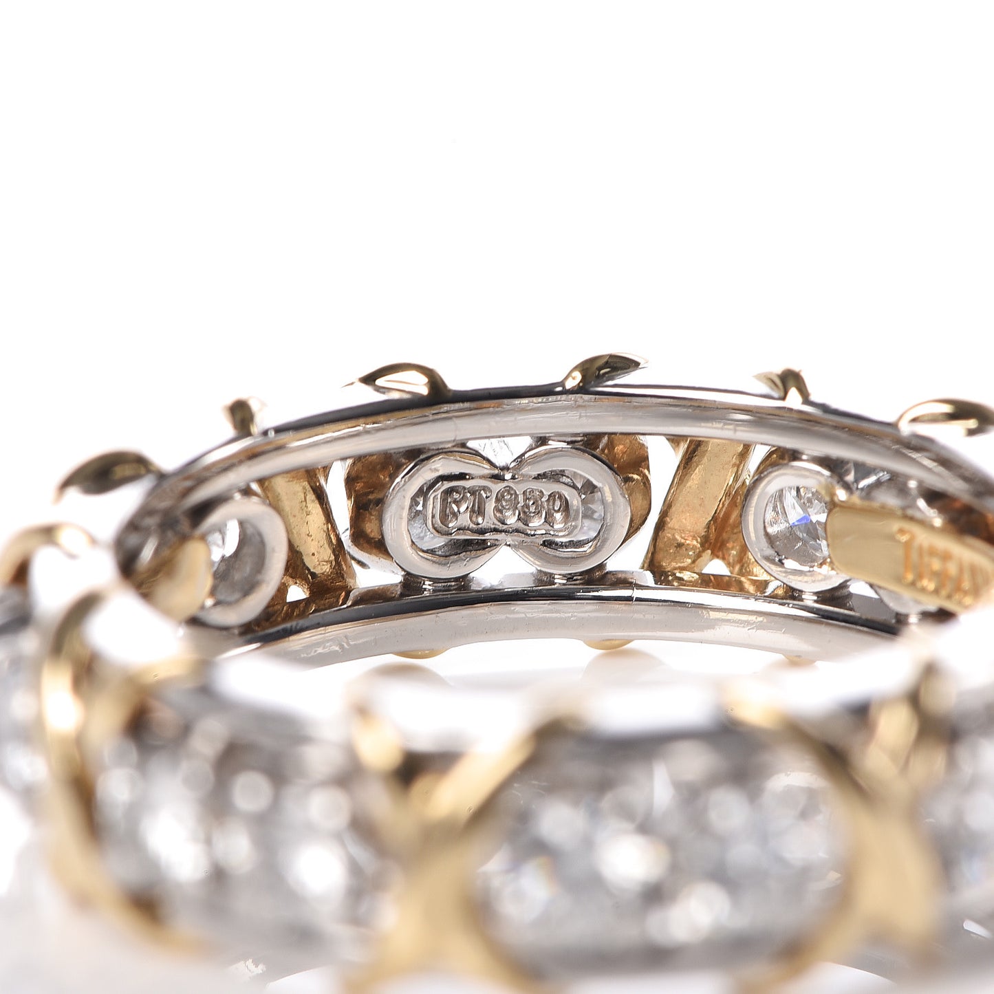 Platinum 18K Yellow Gold Diamond Schlumberger Sixteen Stone Ring 54 7