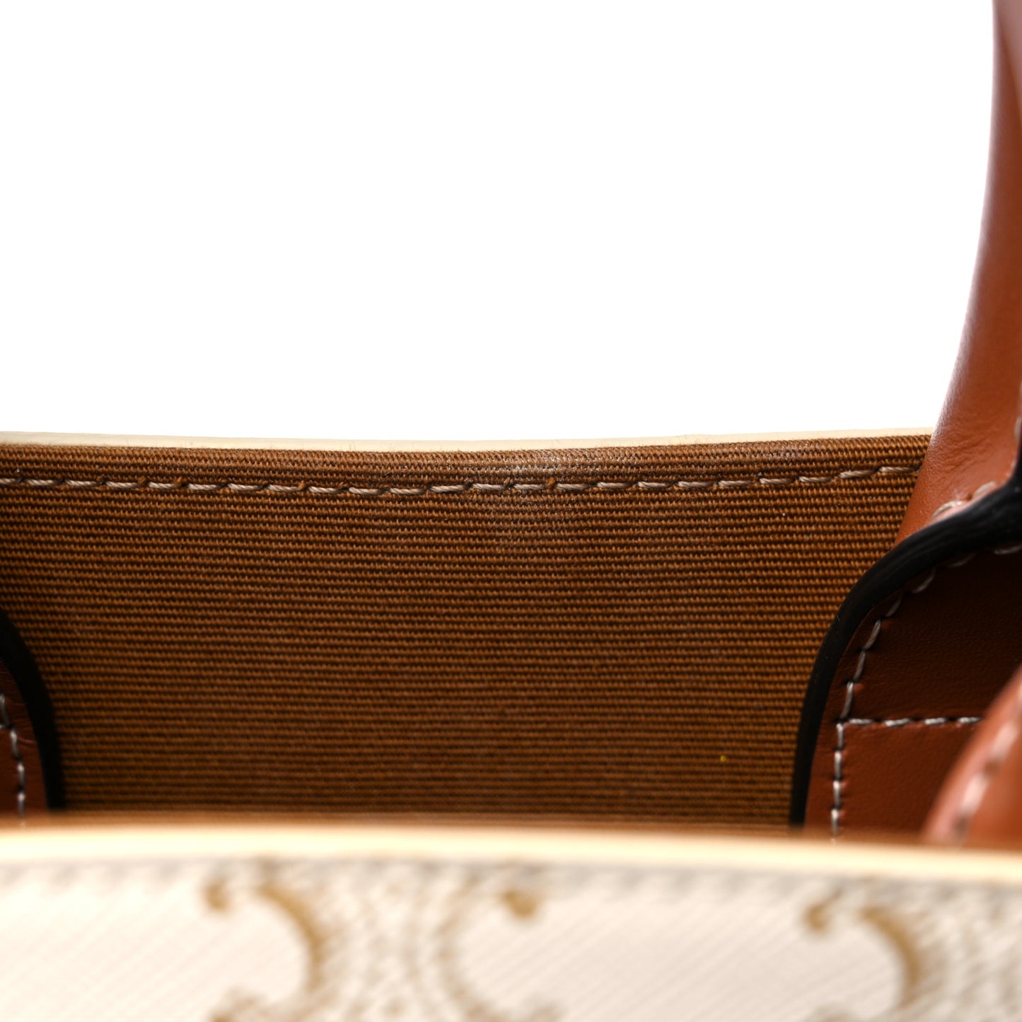 Triomphe Canvas Calfskin Mini Vertical Cabas White