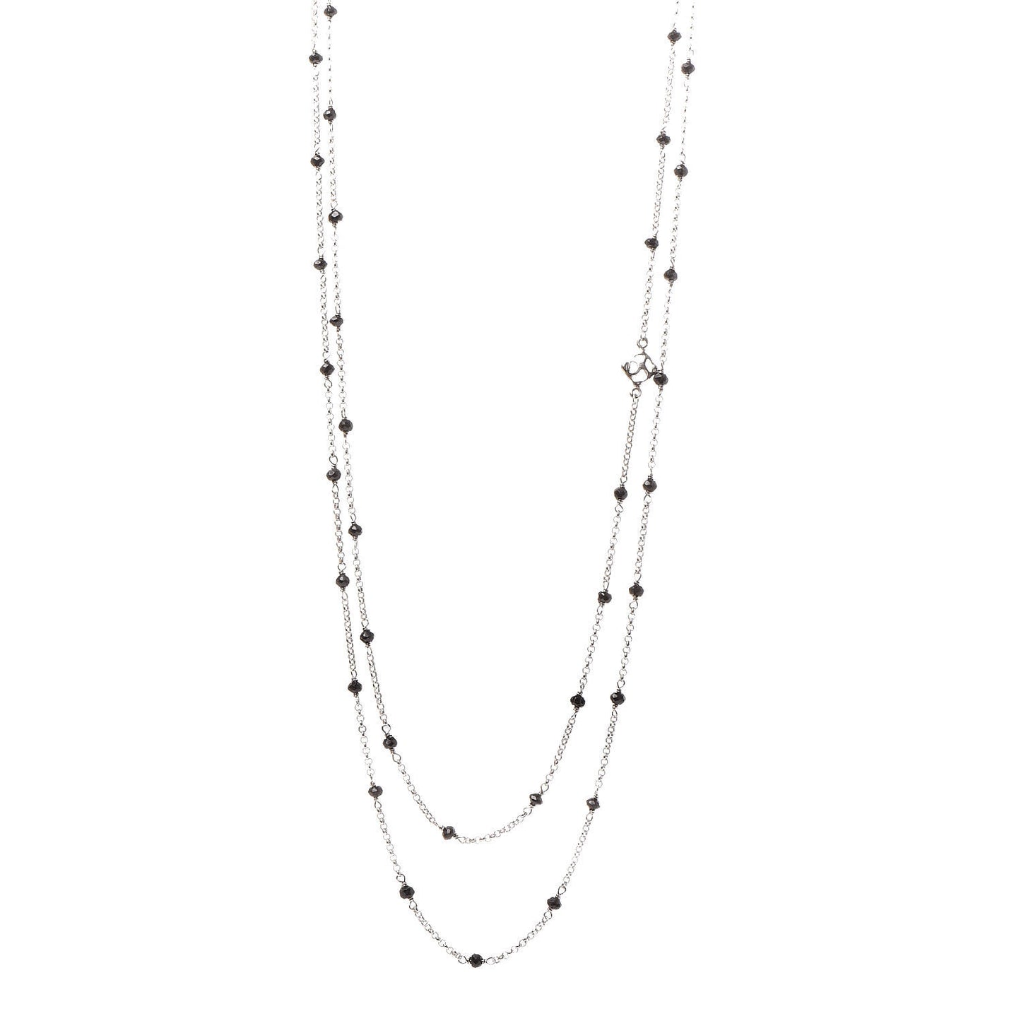 Sterling Silver Black Onyx Station Chain Necklace