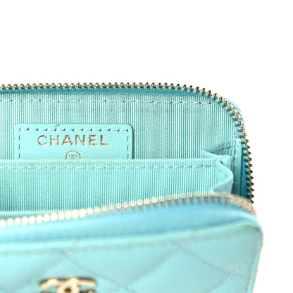 Chanel Caviar Quilted Zip Coin Purse Light Blue 15 of 19