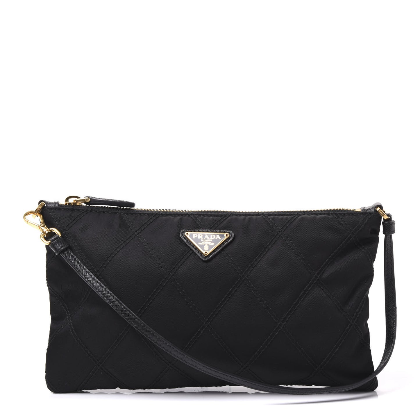 Tessuto Nylon Quilted Pochette Bag Black