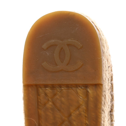 Chanel Lambskin CC Camellia Stud Espadrilles 38 Beige Black 9 of 11