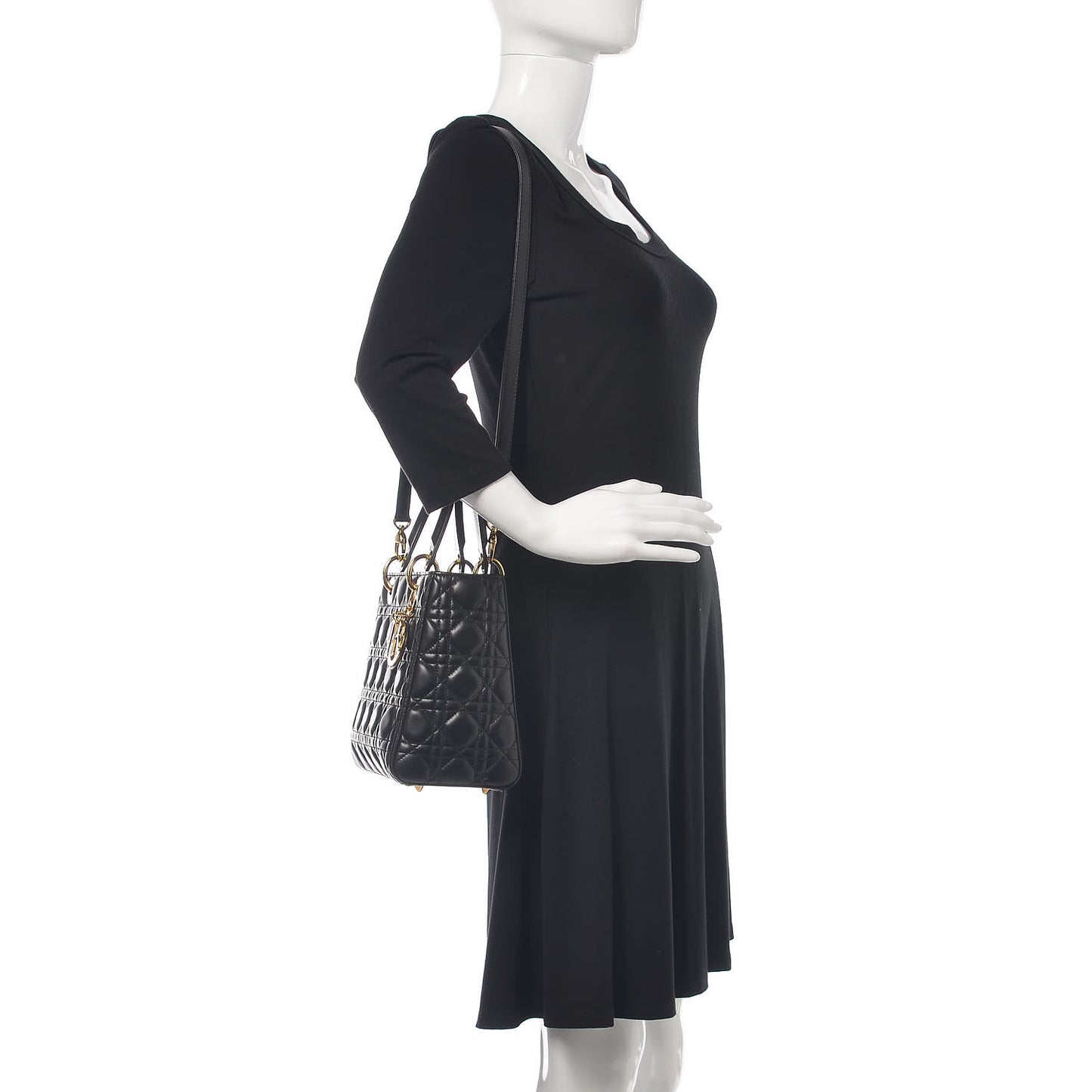 Lambskin Cannage Medium Lady Dior Black