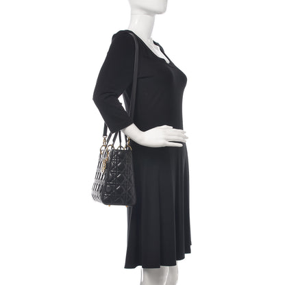 Christian Dior Lambskin Cannage Medium Lady Dior Black 2 of 12