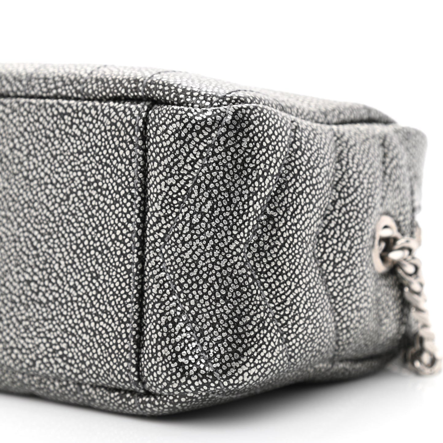Metallic Grain De Poudre Y Quilted Monogram Mini Loulou Camera Bag Gun Metal