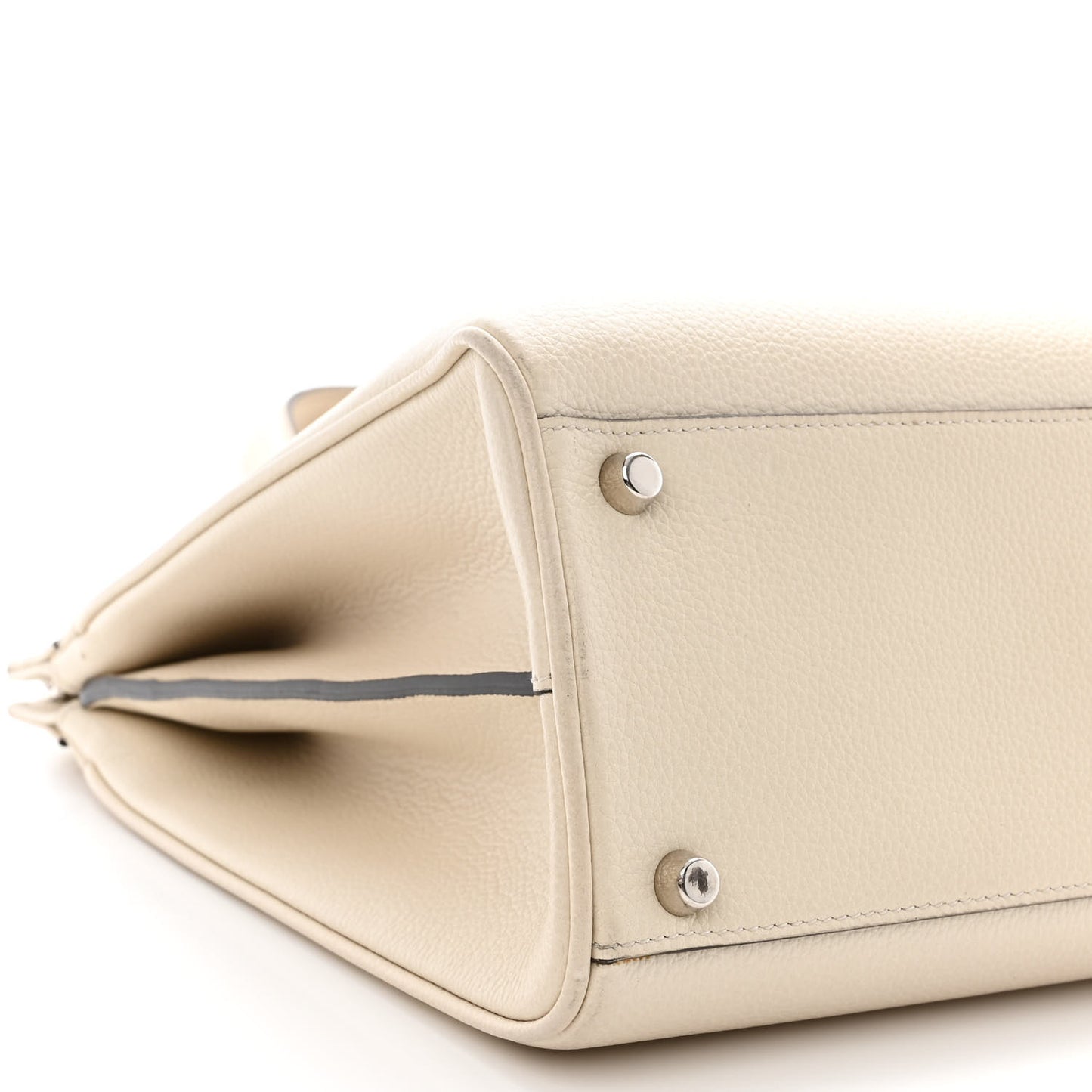 Grainy Calfskin Medium Zumi Top Handle Bag Mystic White