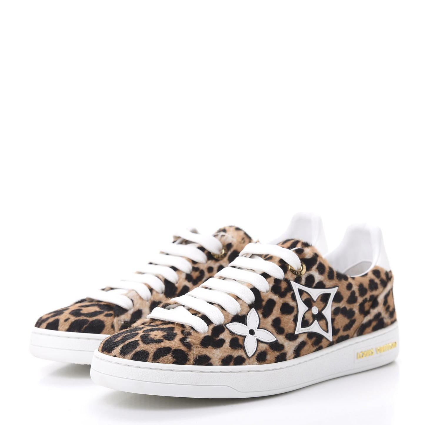Calfskin Pony Hair Leopard Monogram Frontrow Sneakers 36.5