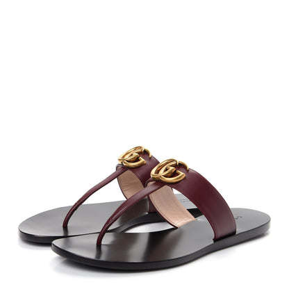Gucci Calfskin GG Marmont Thong Sandals 37 Vintage Bordeaux 3 of 10