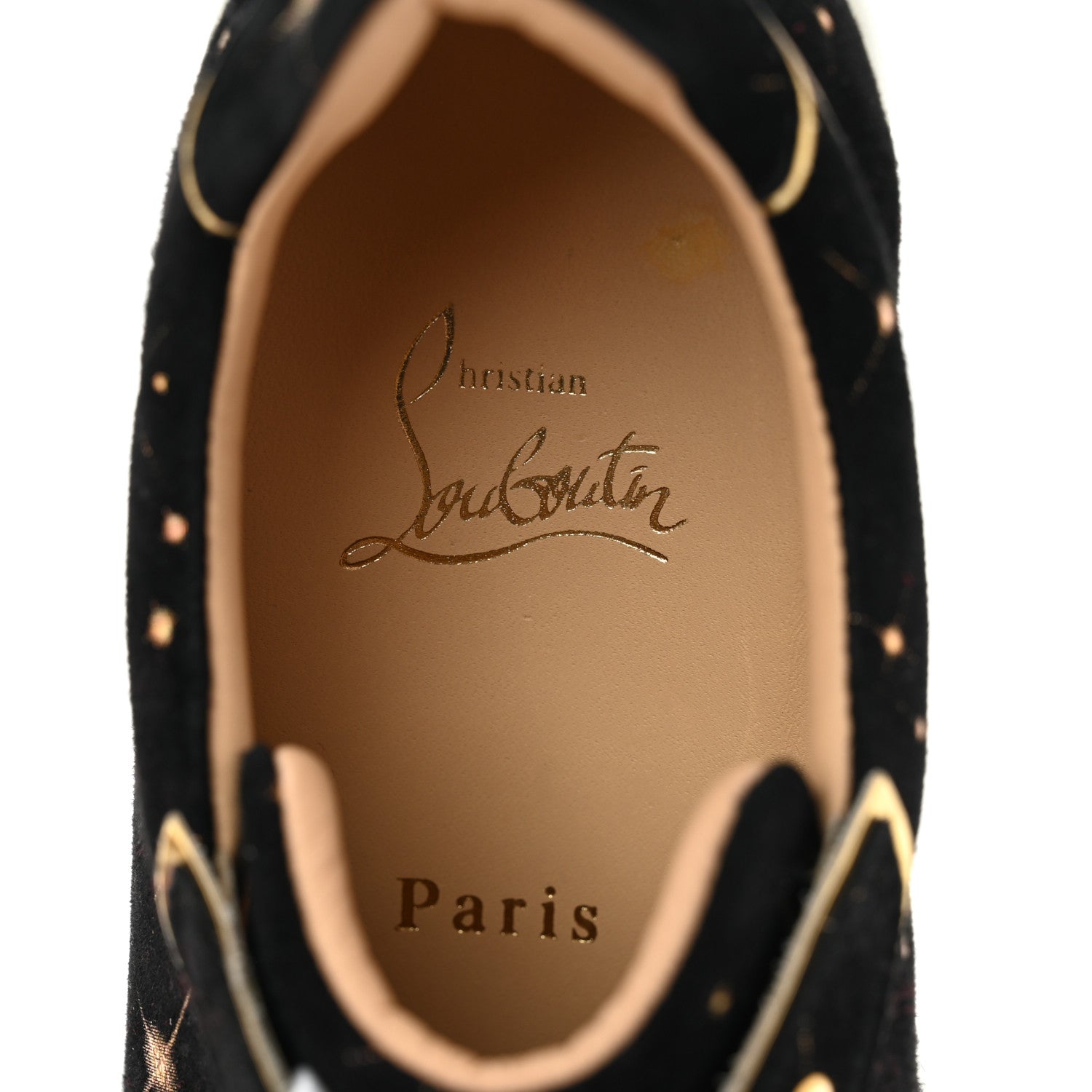 Christian Louboutin Veau Velours Calfskin Spikes Womens Vieira Flat Sneakers 36.5 Black Gold 9 of 9