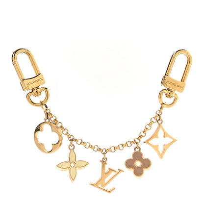 Louis Vuitton Brass Enamel Fleur De Monogram Bag Charm Chain Gold 1 of 4