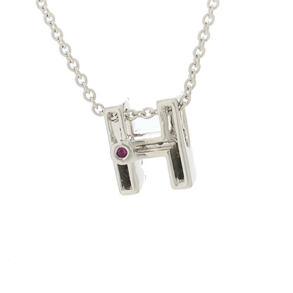 Roberto Coin 18K White Gold Diamond Love Letter H Pendant Necklace 6 of 8