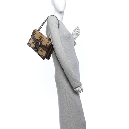 Gucci Monogram Jumbo GG Textured Dollar Calfskin Small Dionysus Shoulder Bag Camel Ebony New Acero 2 of 12