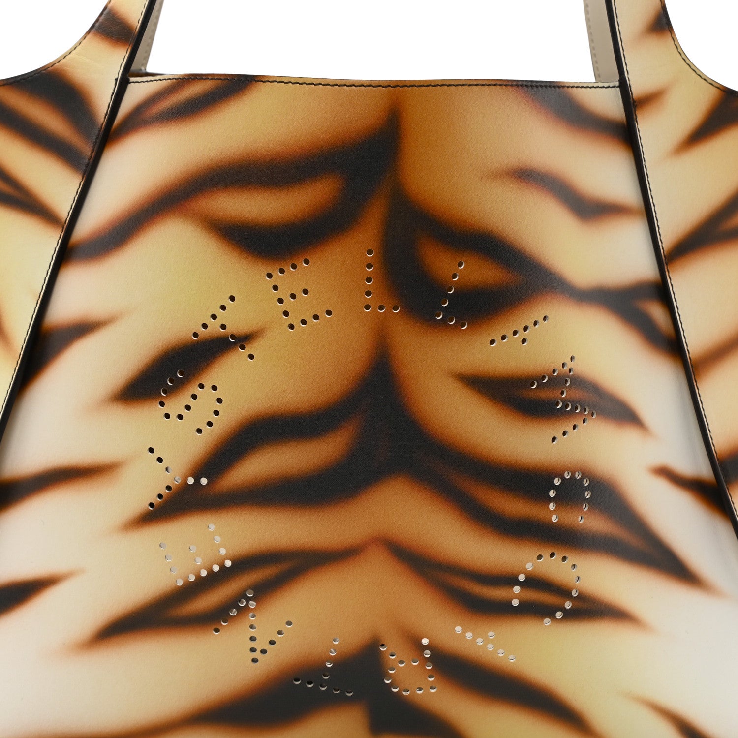 Stella McCartney Eco Alter Tiger Print Perforated Logo Tote Bag Brown Ivory 11 of 15