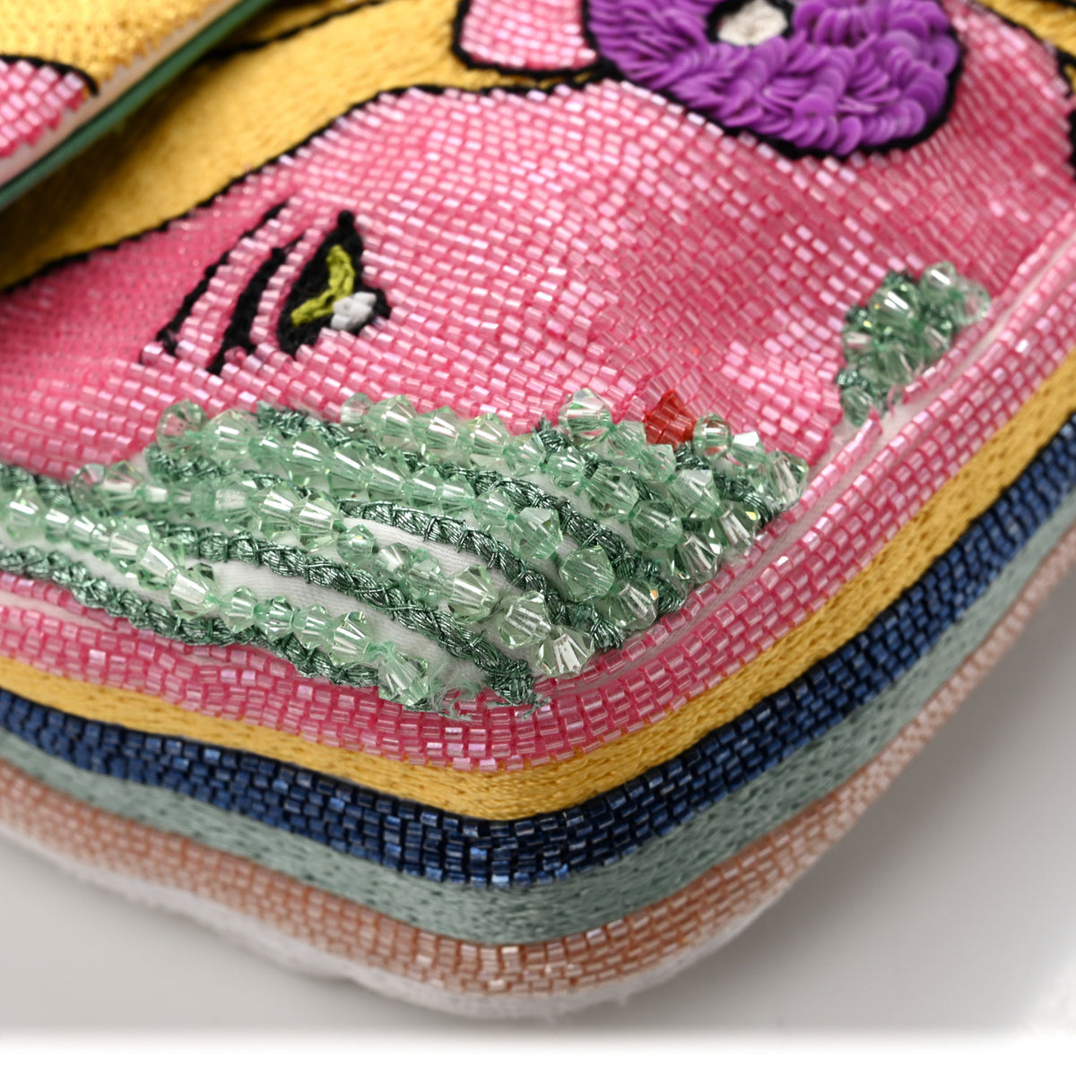 Fendi Embroidered Beaded Lizard 1974 Hairdo Girls Inlay Baguette Multicolor 10 of 12