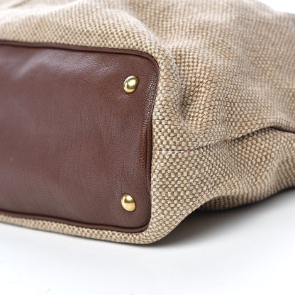 Saint Laurent Linen Belle de Jour Cabas Tote Brown 10 of 12