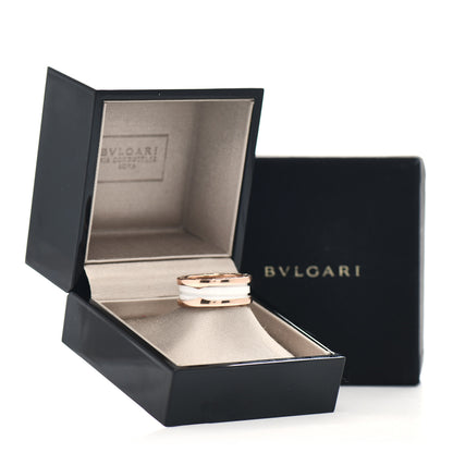 Bulgari 18K Rose Gold White Ceramic B.Zero1 Two-Band Ring 54 6.75 6 of 6