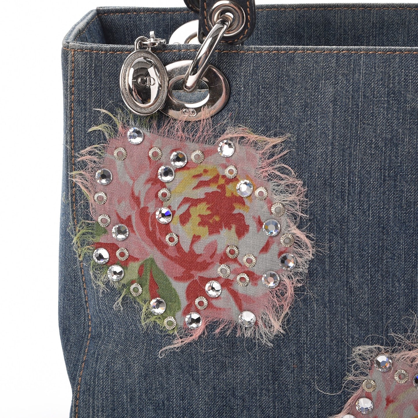 Denim Crystal Medium Lady Dior Blue