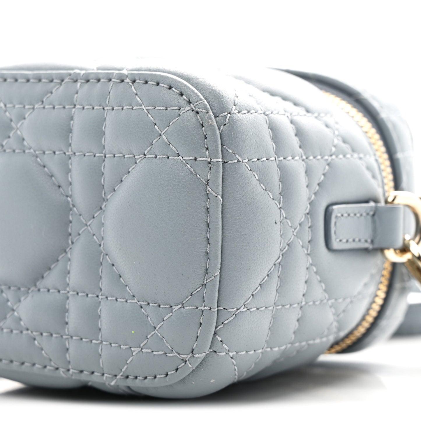 Lambskin Cannage Micro Lady Dior Vanity Case Cloud Blue