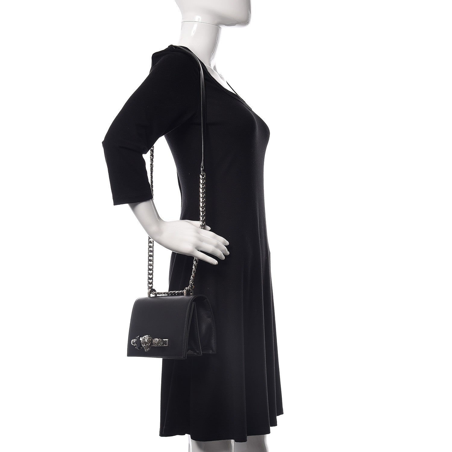 Alexander McQueen Calfskin Knuckle Crossbody Black 2 of 9