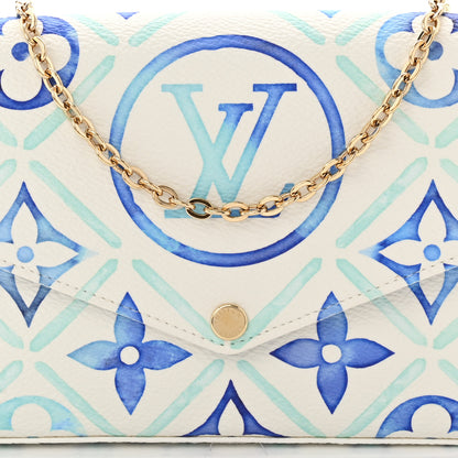 Louis Vuitton Monogram Giant By The Pool 2.0 Felicie Pochette Chain Wallet Lagoon Blue 7 of 9