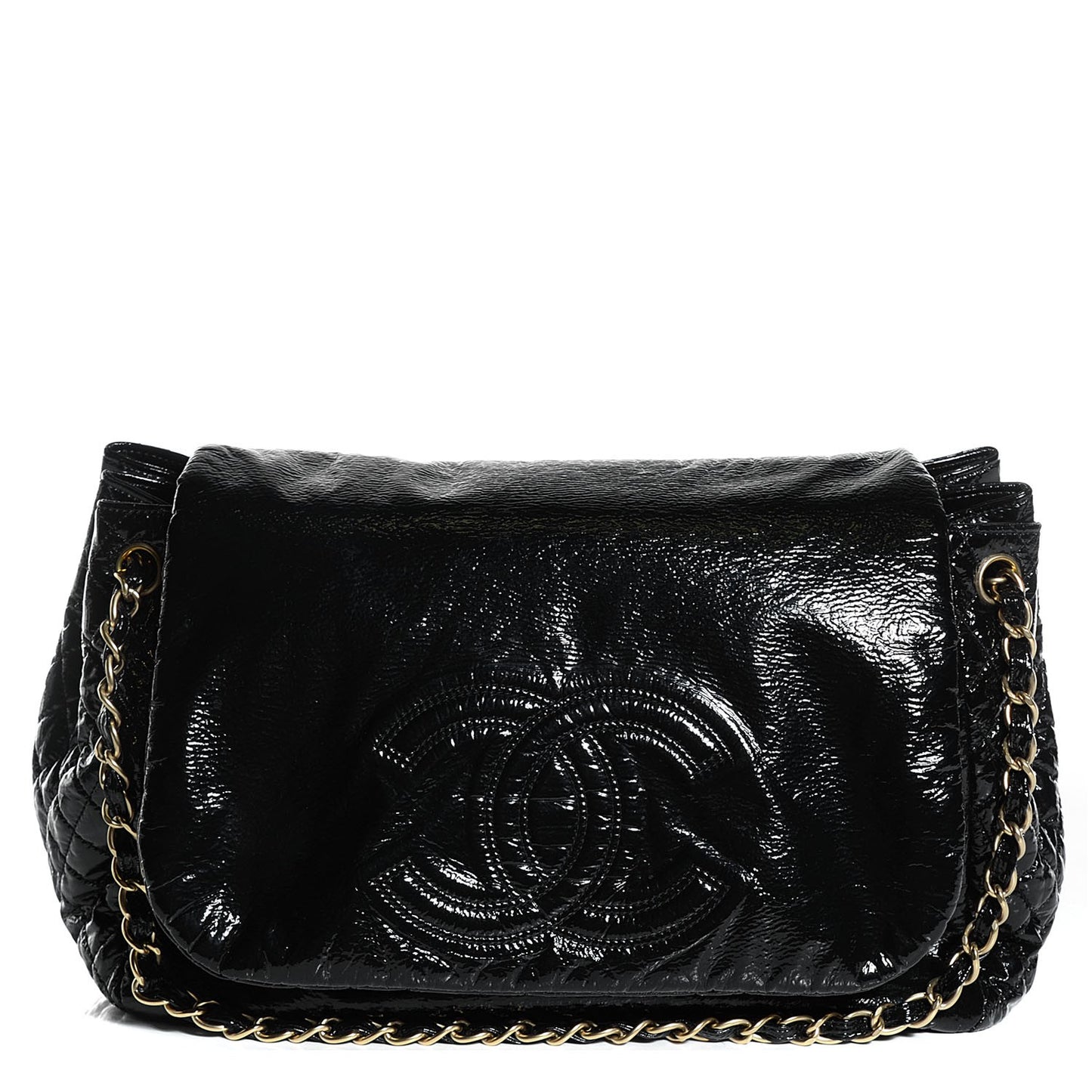Vinyl Rock and Chain XL Flap Black