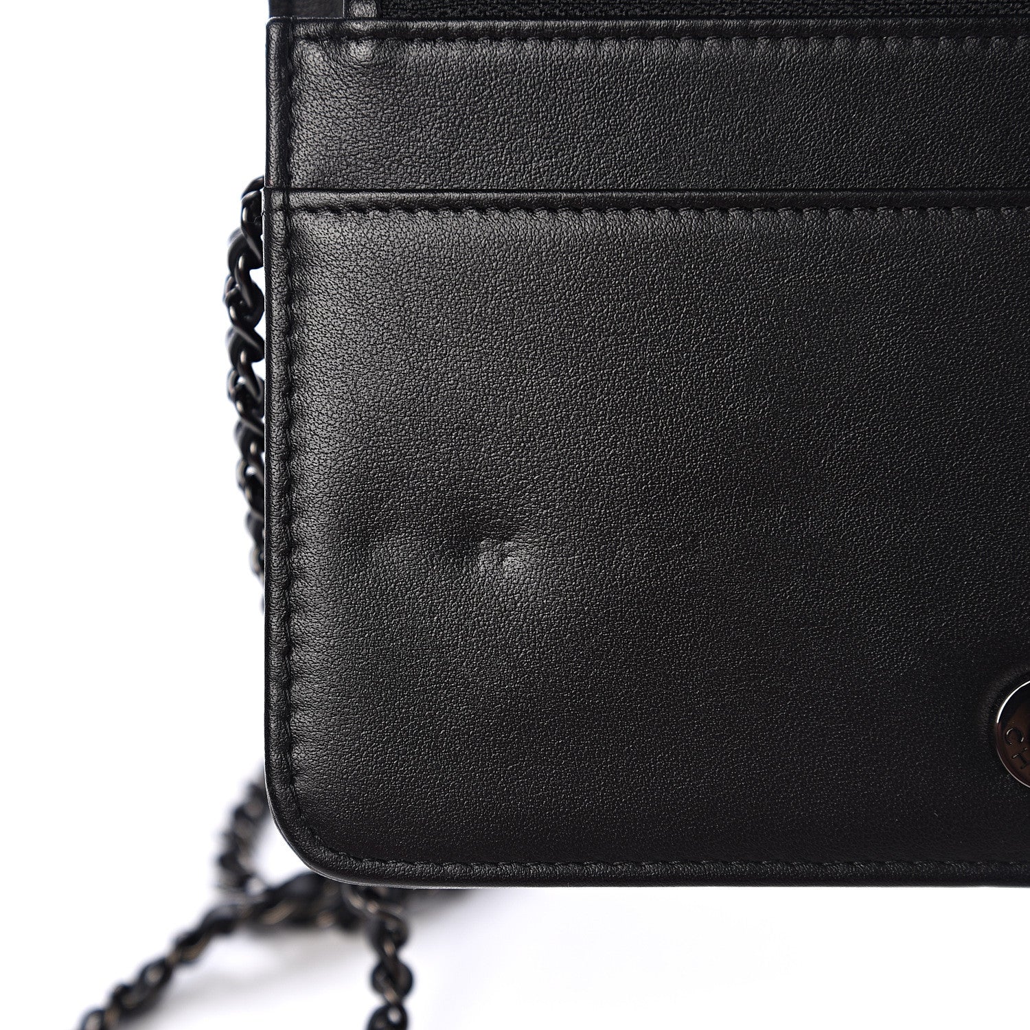 Chanel Aged Calfskin Chevron Quilted Gabrielle Wallet On Chain WOC Black 8 of 11