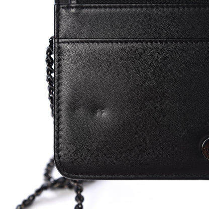 Chanel Aged Calfskin Chevron Quilted Gabrielle Wallet On Chain WOC Black 8 of 11