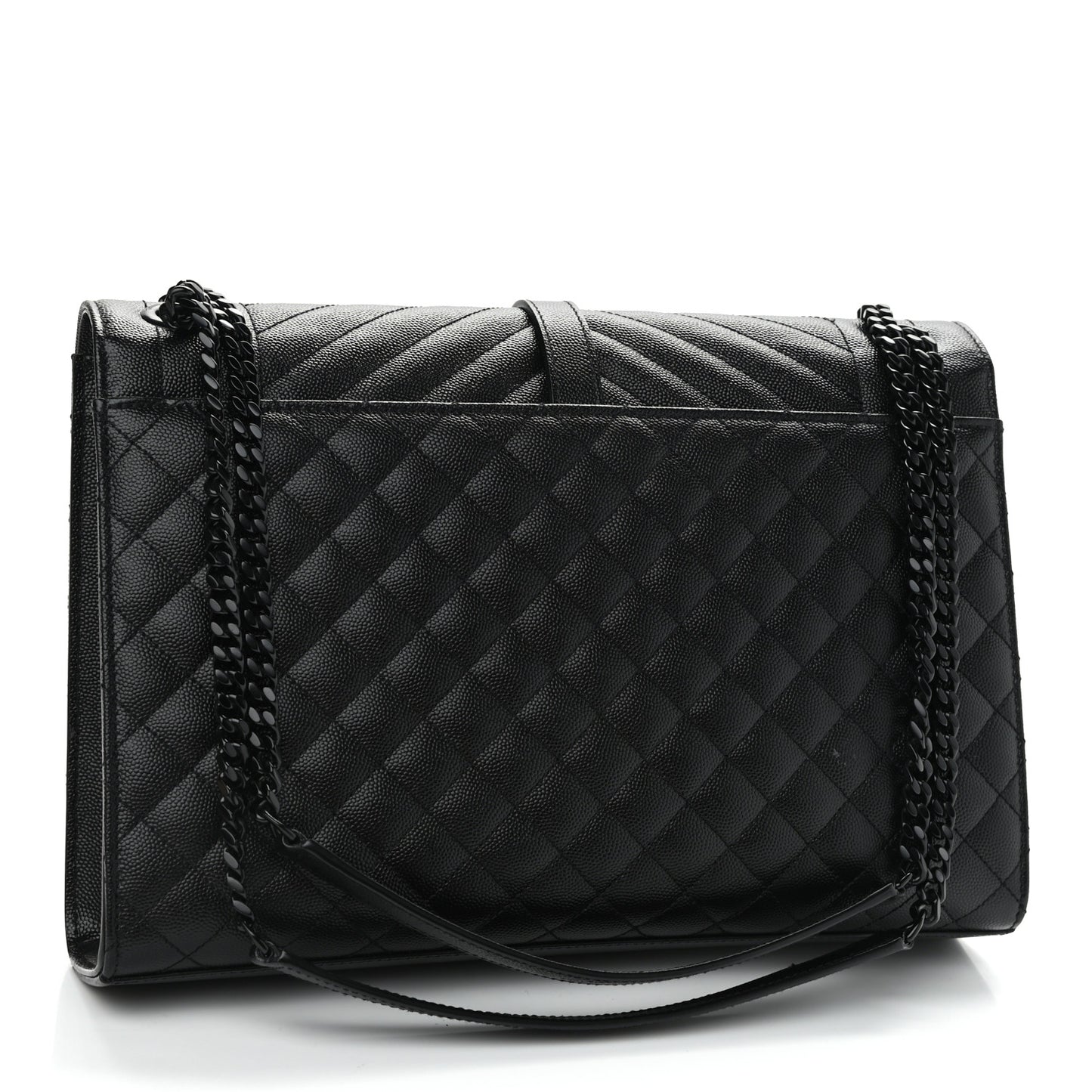 Grain De Poudre Textured Mixed Matelasse Large Triquilt Monogram Monochrome Satchel Black
