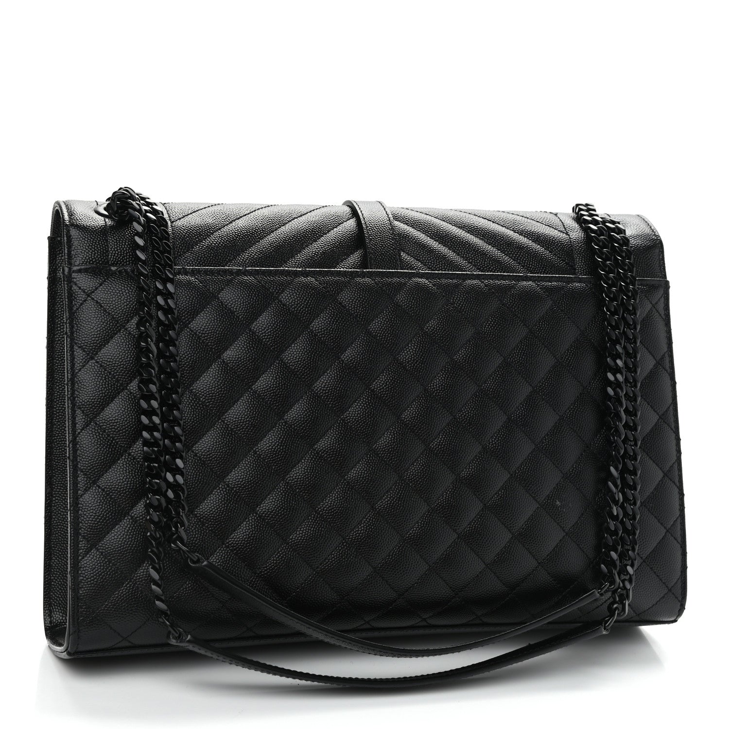 Saint Laurent Grain De Poudre Textured Mixed Matelasse Large Triquilt Monogram Monochrome Satchel Black 3 of 11
