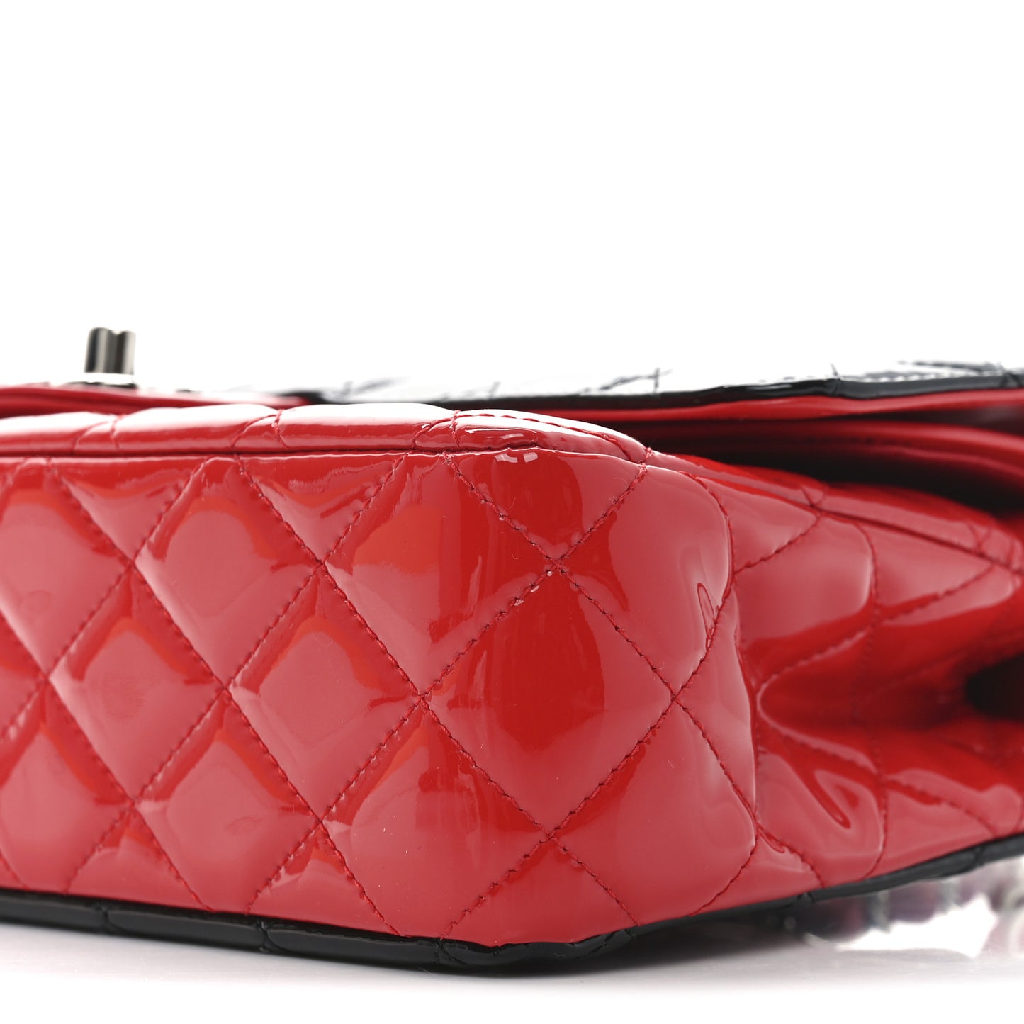 Patent Calfskin Quilted Bi-Color Medium Double Flap Black Red