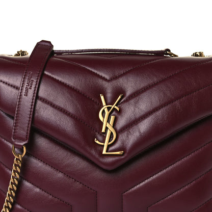 Saint Laurent Calfskin Y Quilted Monogram Small Loulou Chain Satchel Dark Legion Red 8 of 13